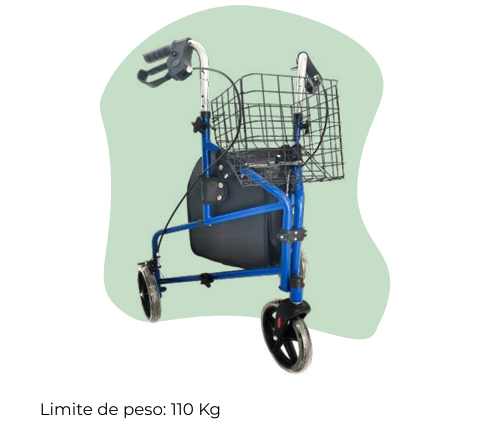 Andadera Rollator de 3 Ruedas Azul.