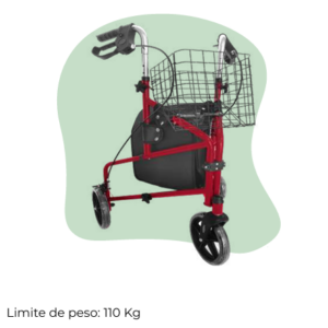 Andadera Rollator de 3 Ruedas Roja.