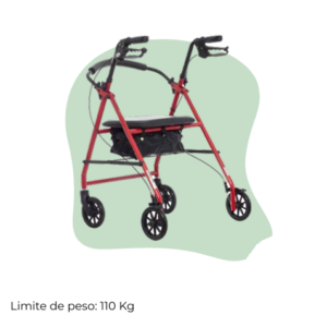 Andadera Rollator de Acero Roja.
