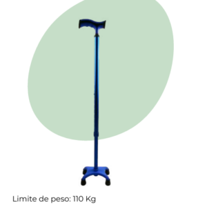 Bastón de 4 Apoyos Base Plástica Reforzada Corta Azul