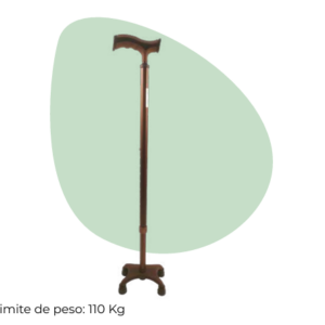 Bastón de 4 Apoyos Base Plástica Reforzada Corta Café
