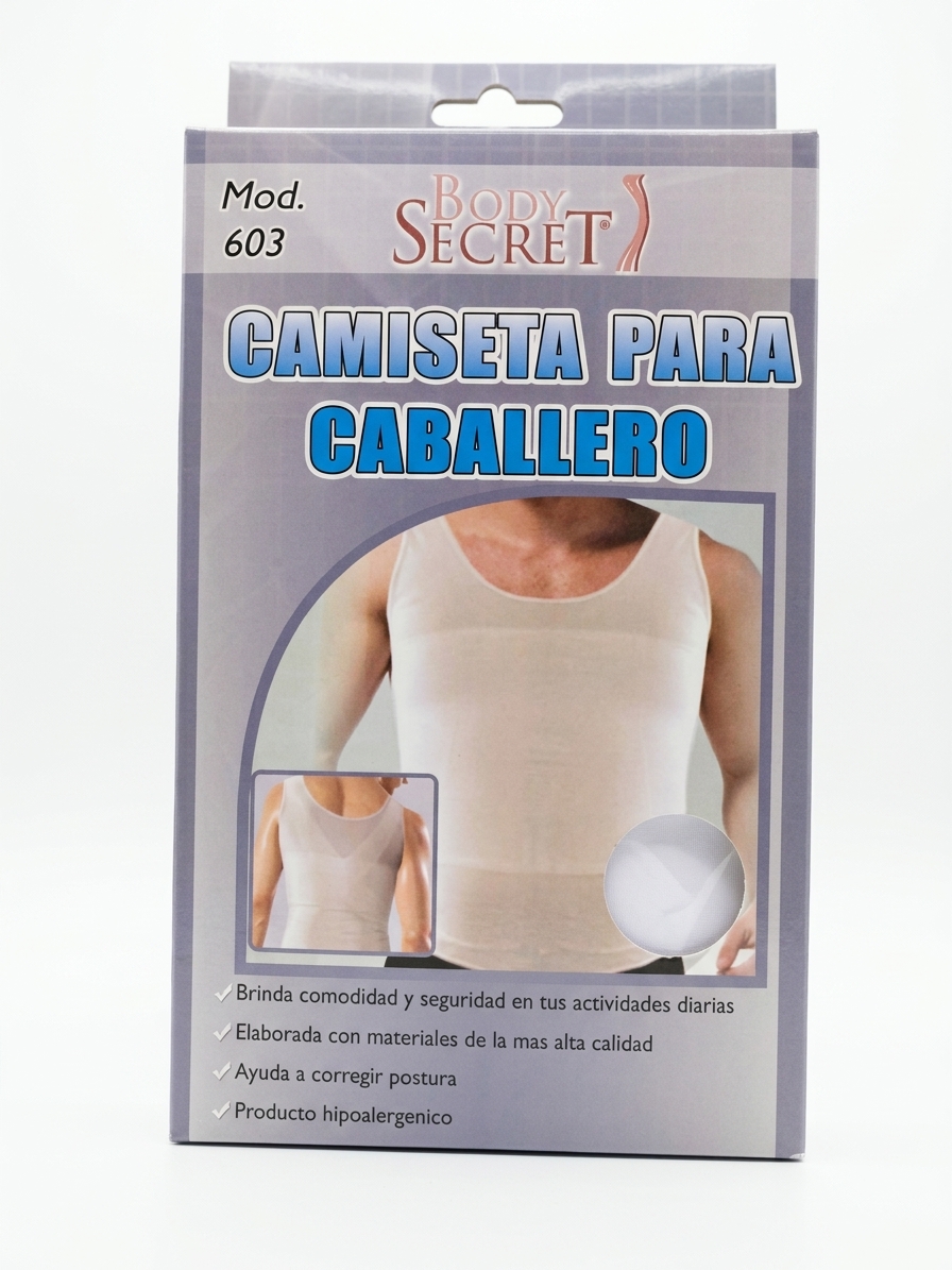 CAMISETA MODELADORA PARA CABALLERO BLANCA.