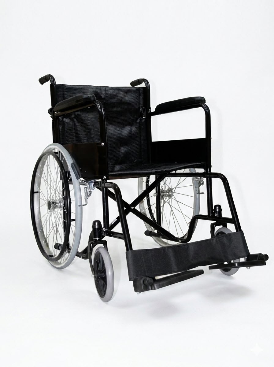SILLA DE RUEDAS 18" ESMALTADA SOLIDA.