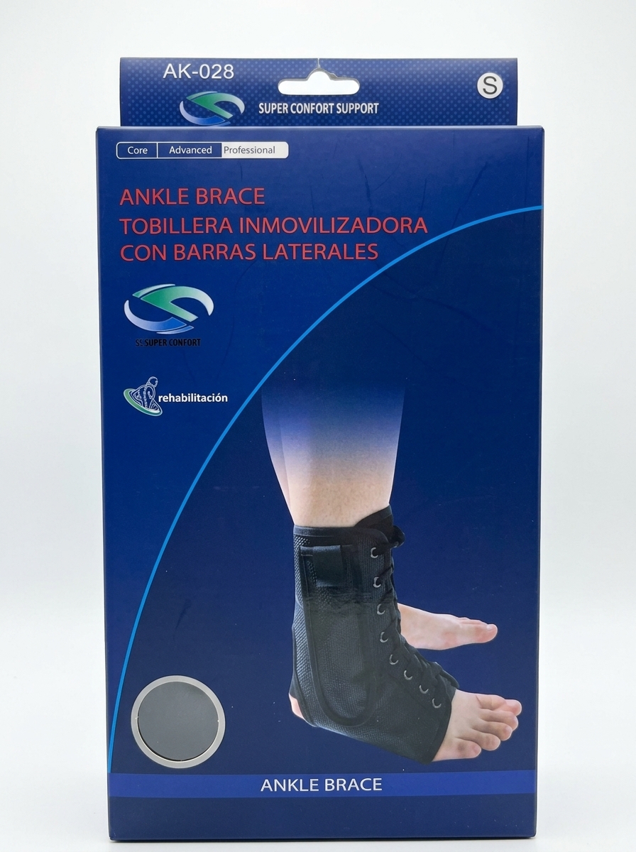 TOBILLERA INMOVILIZADORA CON BARRAS LATERALES CON AGUJETA.